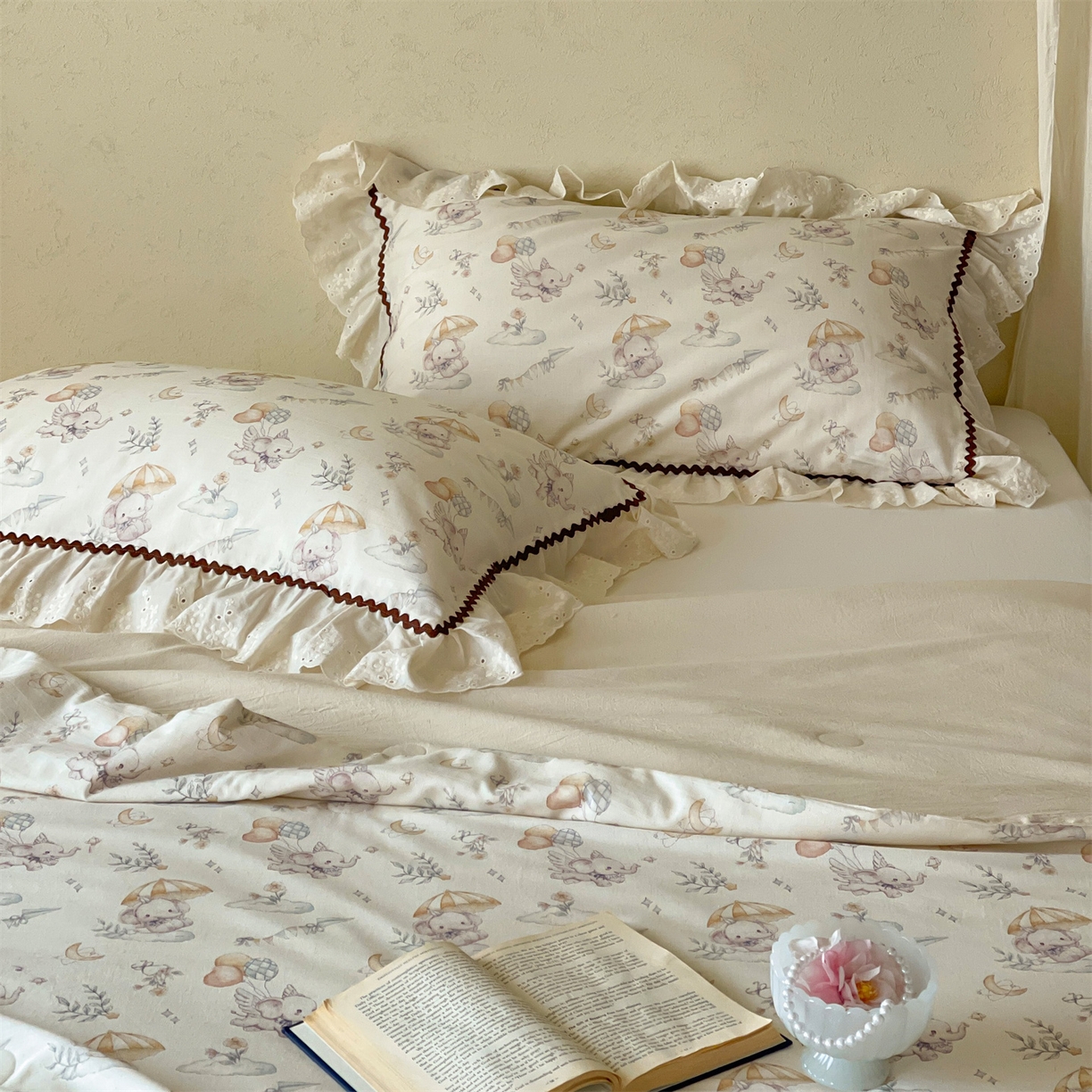 91家纺网 家纺一手货源 找家纺 傲蕾良品 2026新款【山野计划】砂洗棉麻大豆抗菌被 童心小象