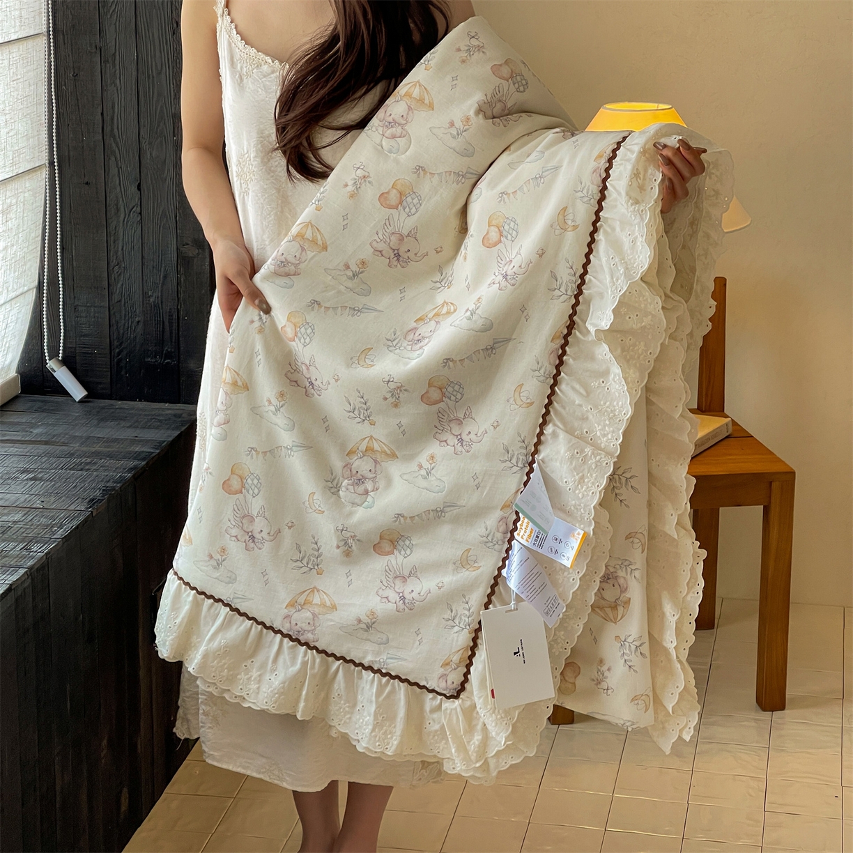 91家纺网 家纺一手货源 找家纺 傲蕾良品 2026新款【山野计划】砂洗棉麻大豆抗菌被 童心小象