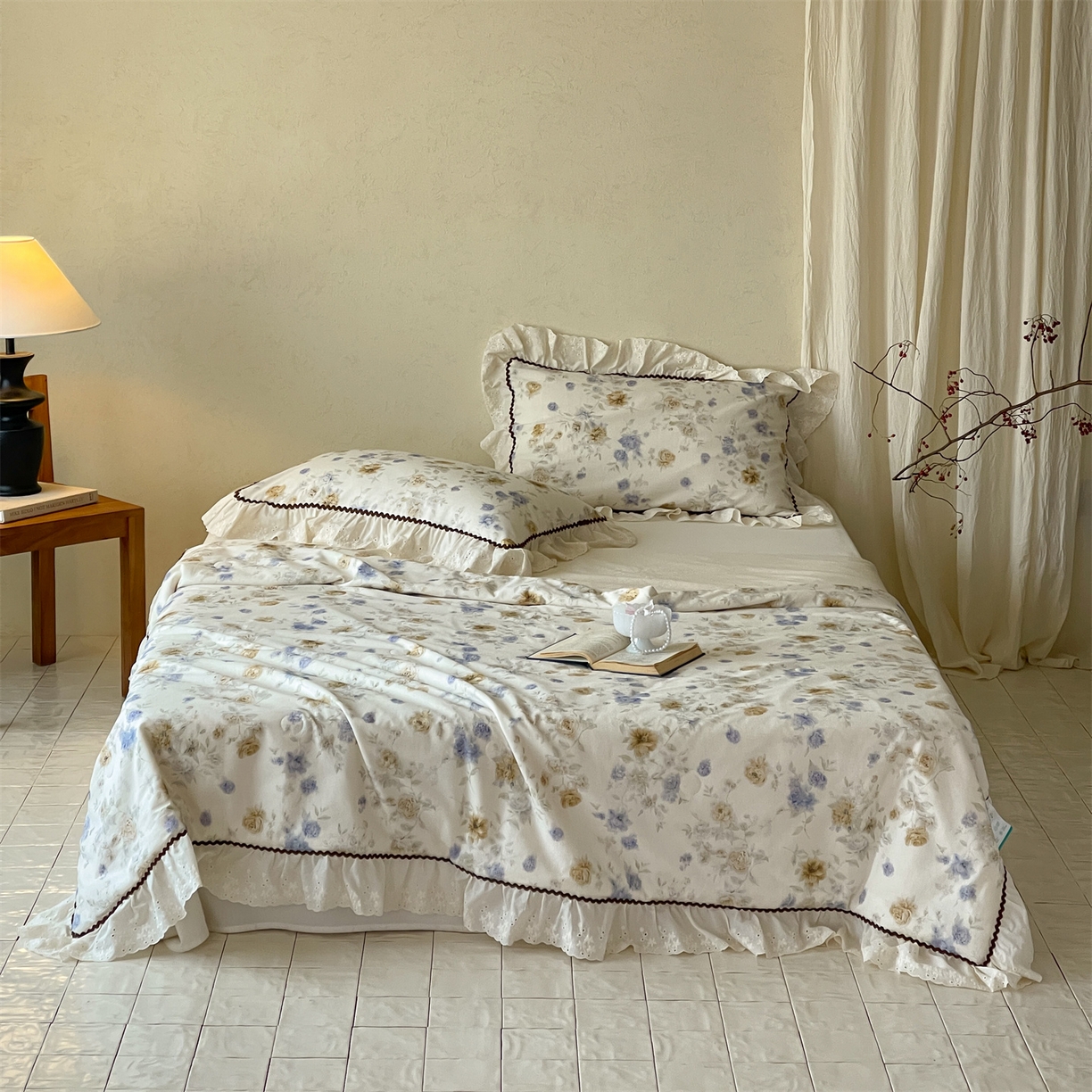 91家纺网 家纺一手货源 找家纺 【山野计划】傲蕾 AL BEDDING水洗砂洗棉麻夏被春秋被四件套韩式花边大豆被子全棉夏凉被亚麻