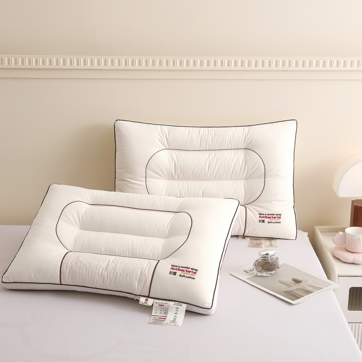 91家纺网 家纺一手货源 找家纺 （总）云熙枕业 2026春夏新款全棉立体抗菌护颈枕 枕头枕芯