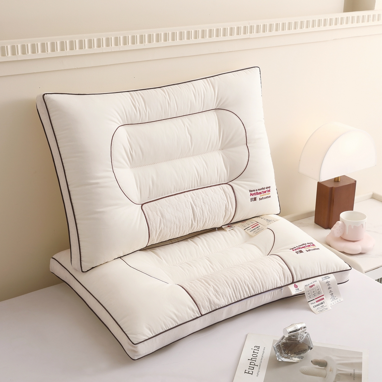 91家纺网 家纺一手货源 找家纺 （总）云熙枕业 2026春夏新款全棉立体抗菌护颈枕 枕头枕芯