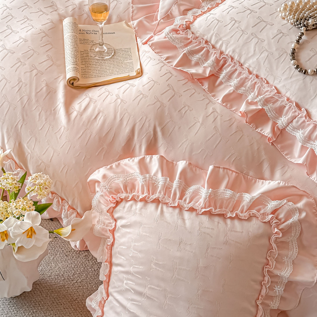 91家纺网 家纺一手货源 找家纺 （总）迪梦姿家纺 2026新款春意真丝提花床盖四件套