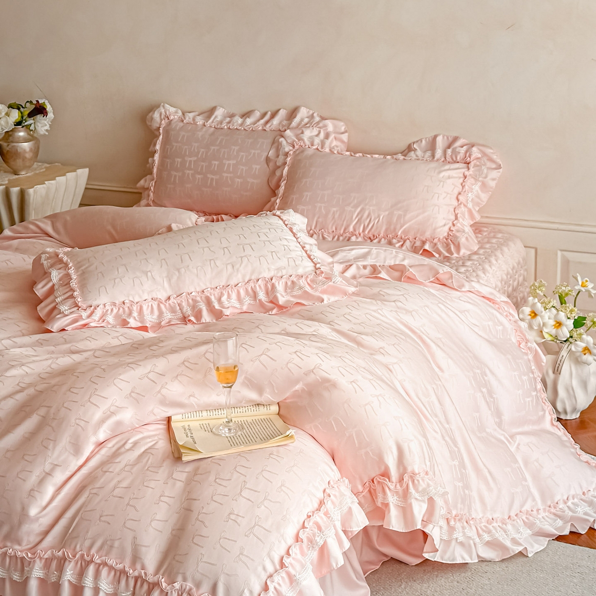 91家纺网 家纺一手货源 找家纺 （总）迪梦姿家纺 2026新款春意真丝提花床盖四件套