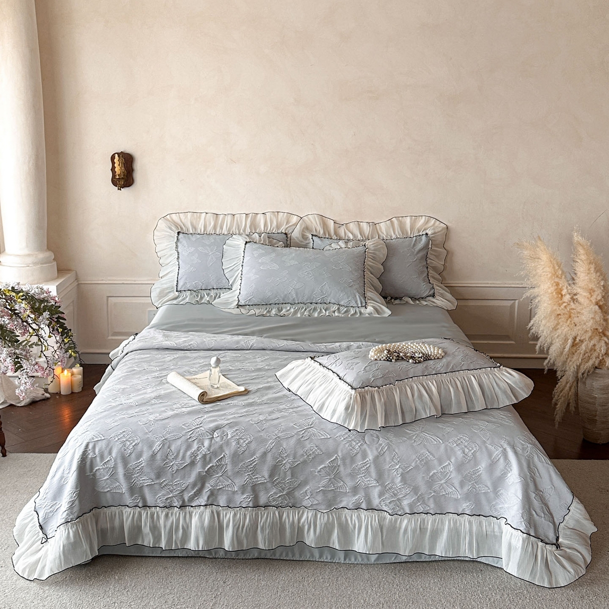 91家纺网 家纺一手货源 找家纺 （总）迪梦姿家纺 2026新款梦蝶真丝提花夏被四件套