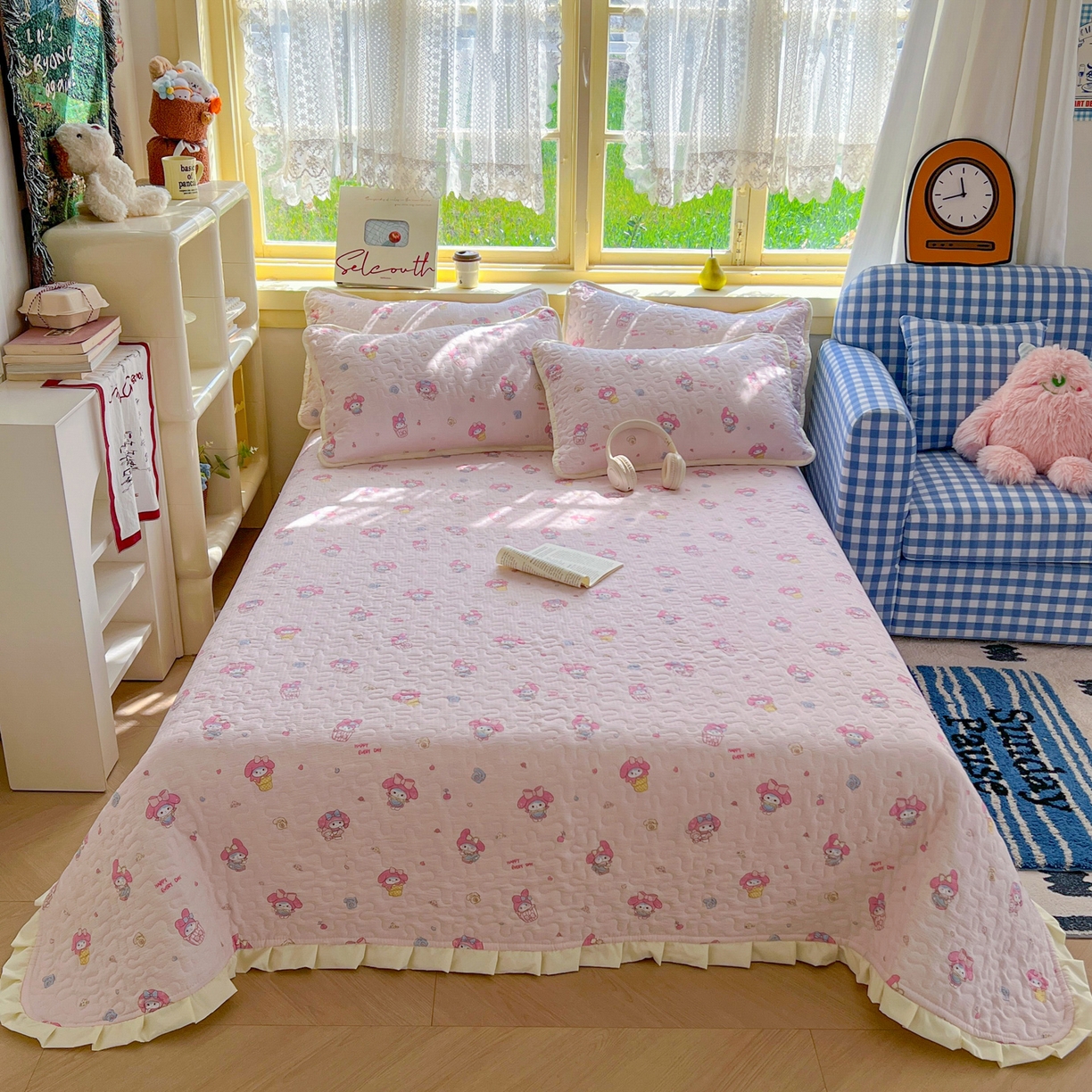 91家纺网 家纺一手货源 找家纺 （总）默忆 2025新款凉感丝简约纯色乳胶凉席