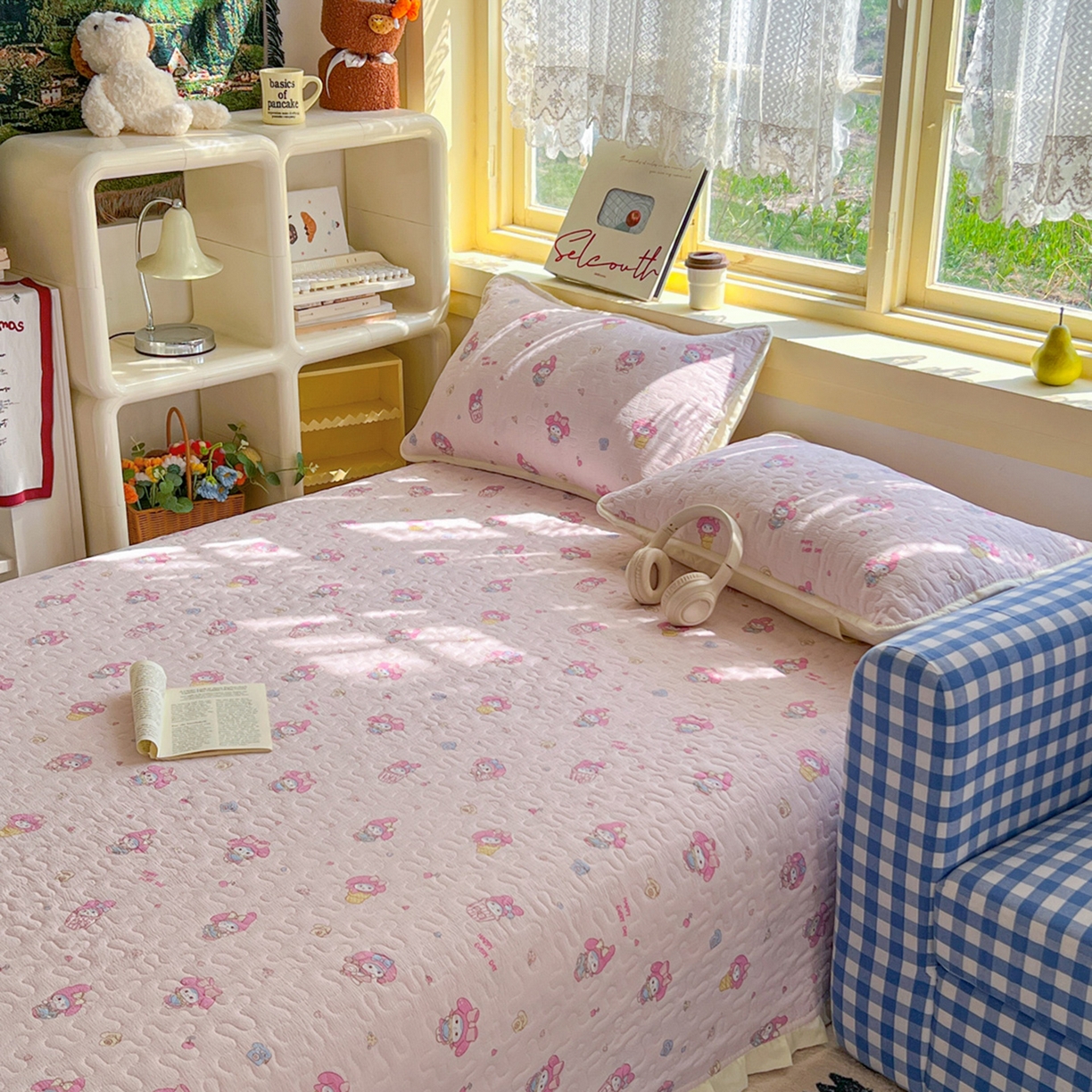 91家纺网 家纺一手货源 找家纺 （总）默忆 2026新款亲肤舒适双层纱花边宽床盖