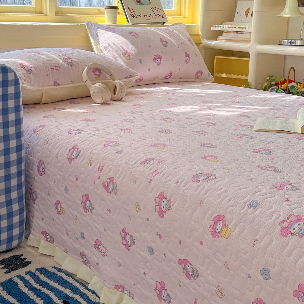 91家纺网 家纺一手货源 找家纺 （总）默忆 2026新款亲肤舒适双层纱花边宽床盖