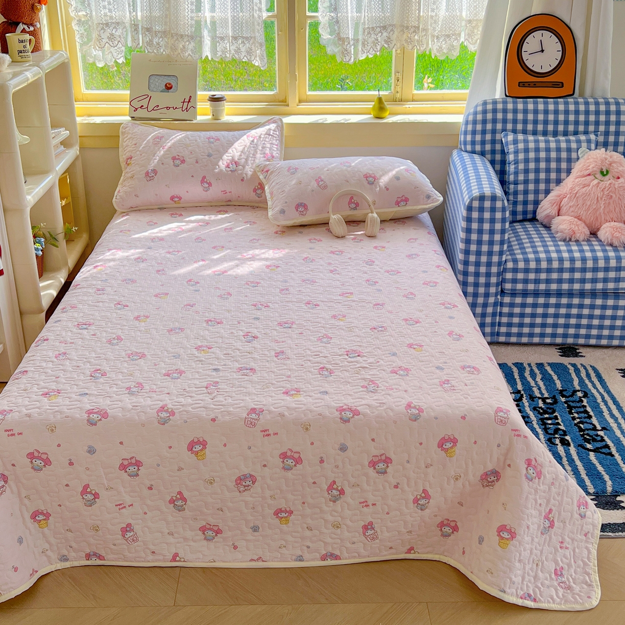 91家纺网 家纺一手货源 找家纺 （总）默忆 2026新款亲肤舒适双层纱花边宽床盖