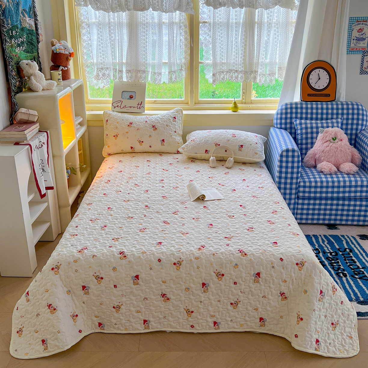 91家纺网 家纺一手货源 找家纺 （总）默忆 2026新款亲肤舒适双层纱花边宽床盖