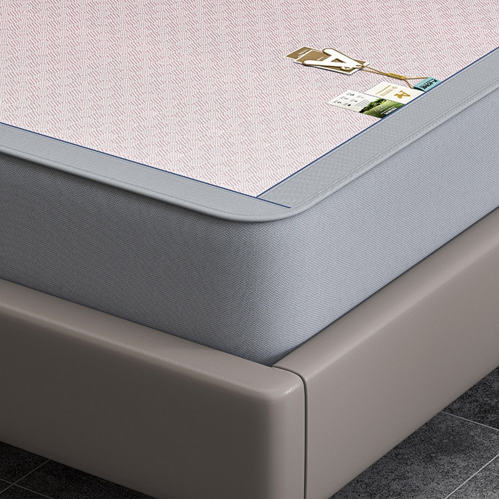 91家纺网 家纺一手货源 找家纺 小牛席业 2026新款棋盘格冰丝腊肠狗贴布绣冰丝席席子凉席-床笠款 粉色