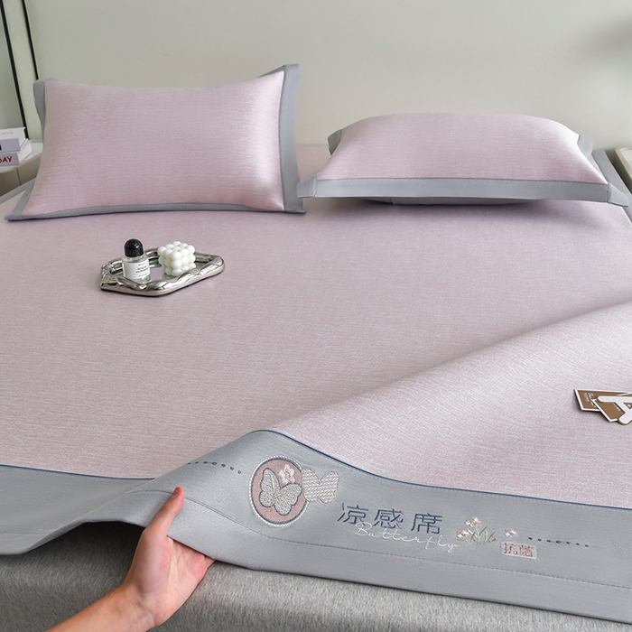 小牛席业 2026新款小清新凉感冰丝席席子凉席 粉色