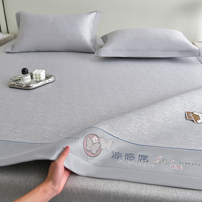 小牛席业 2026新款小清新凉感冰丝席席子凉席 灰色