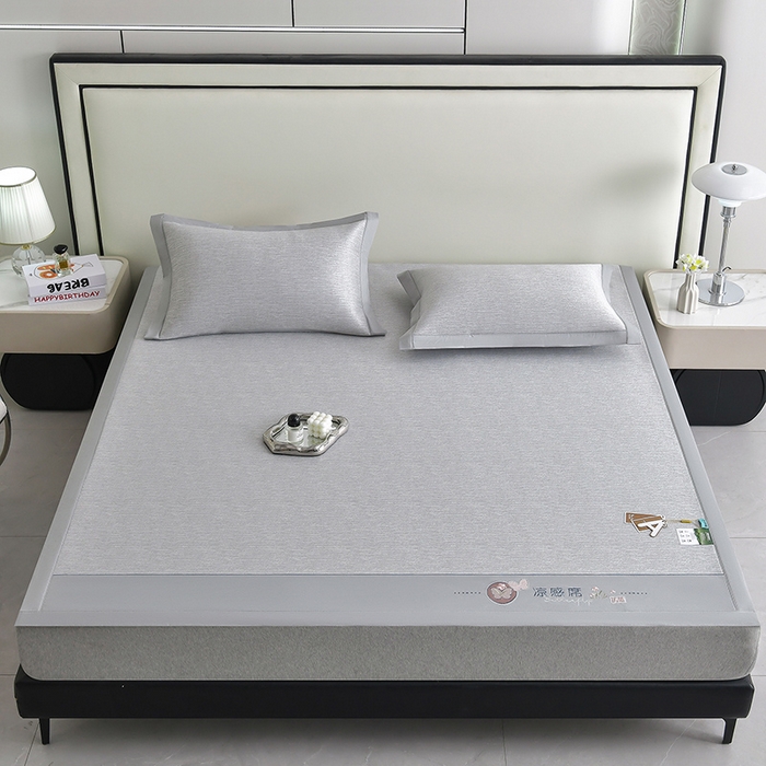 91家纺网 家纺一手货源 找家纺 小牛席业 2026新款小清新凉感冰丝席席子凉席 灰色