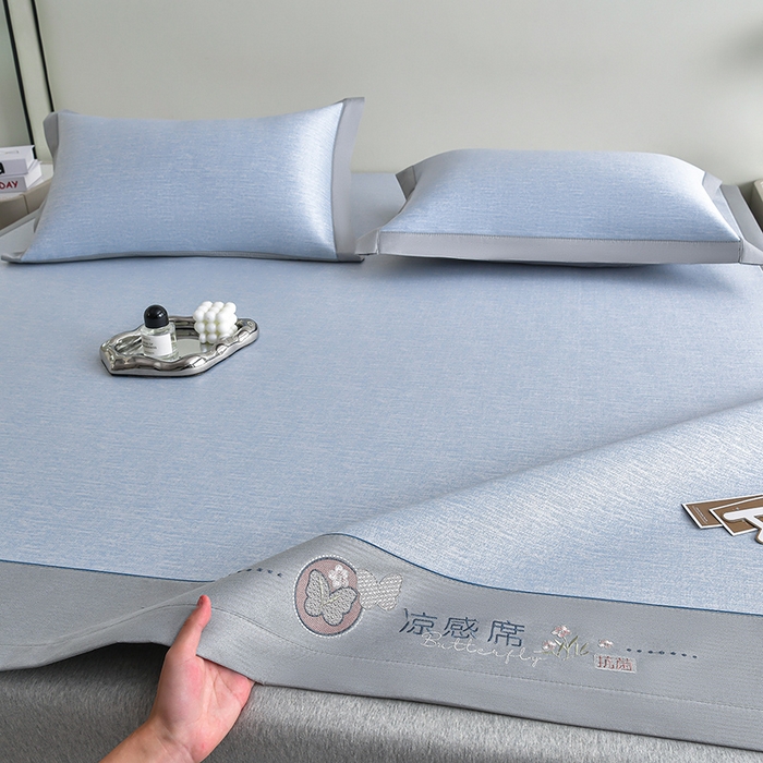 小牛席业 2026新款小清新凉感冰丝席席子凉席 蓝色