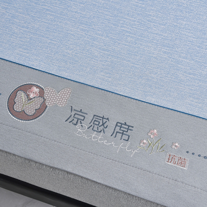 91家纺网 家纺一手货源 找家纺 小牛席业 2026新款小清新凉感冰丝席席子凉席 蓝色