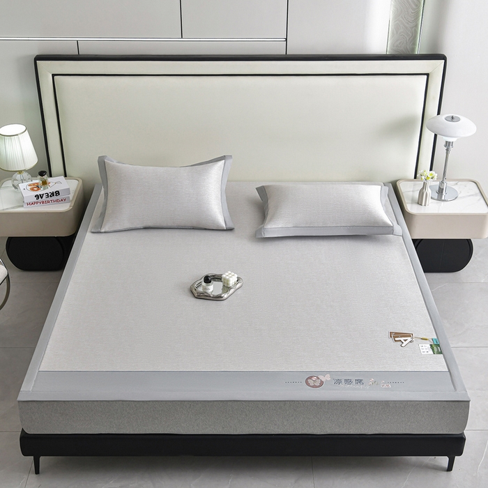 91家纺网 家纺一手货源 找家纺 小牛席业 2026新款小清新凉感冰丝席席子凉席 香槟