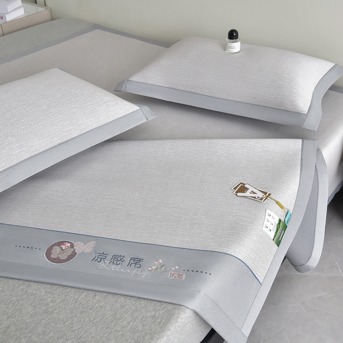 91家纺网 家纺一手货源 找家纺 小牛席业 2026新款小清新凉感冰丝席席子凉席 香槟