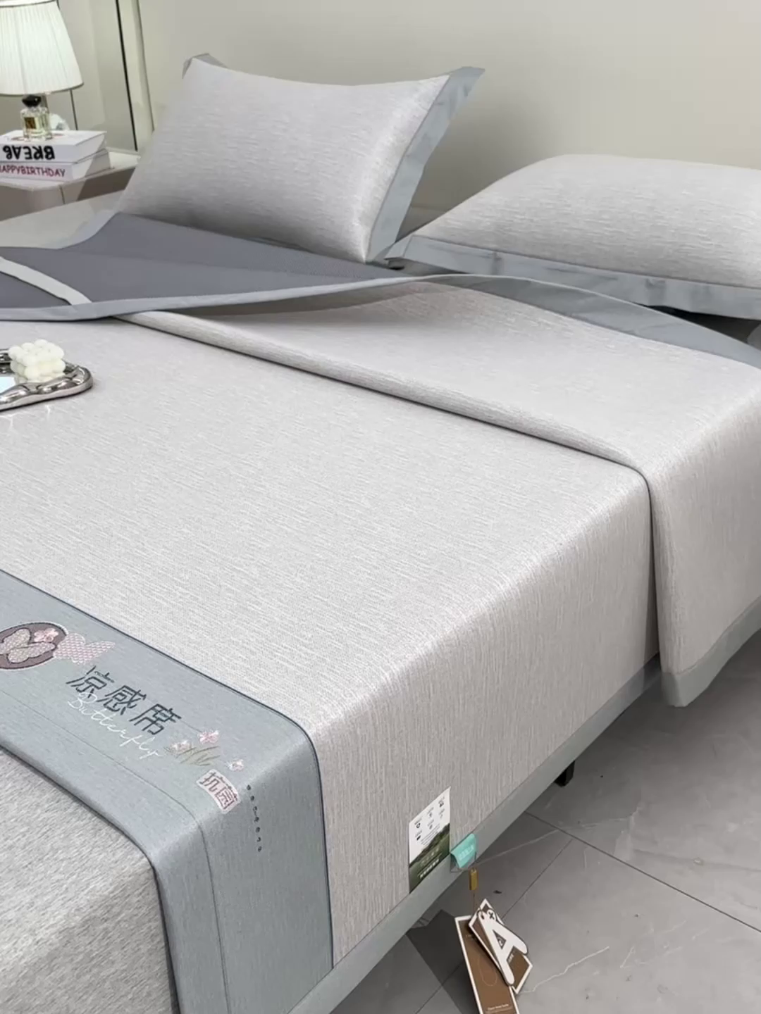 91家纺网 家纺一手货源 找家纺 小牛席业 2026新款小清新凉感冰丝席席子凉席 香槟