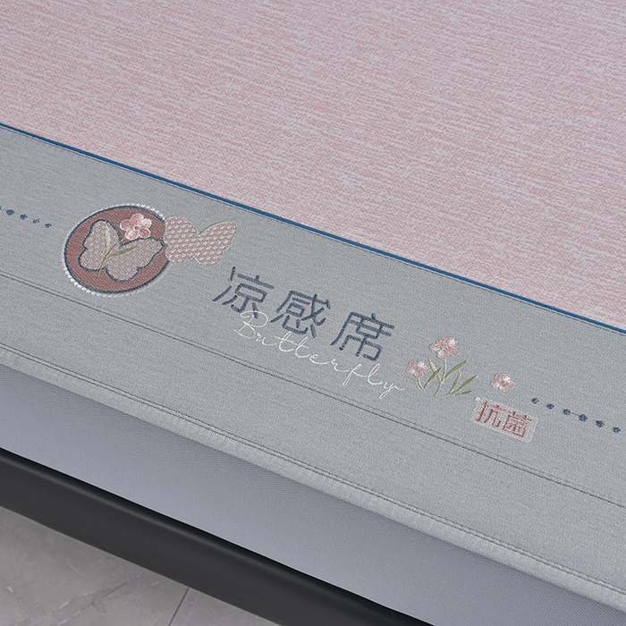 91家纺网 家纺一手货源 找家纺 小牛席业 2026新款小清新凉感冰丝席席子凉席-床笠款 粉色