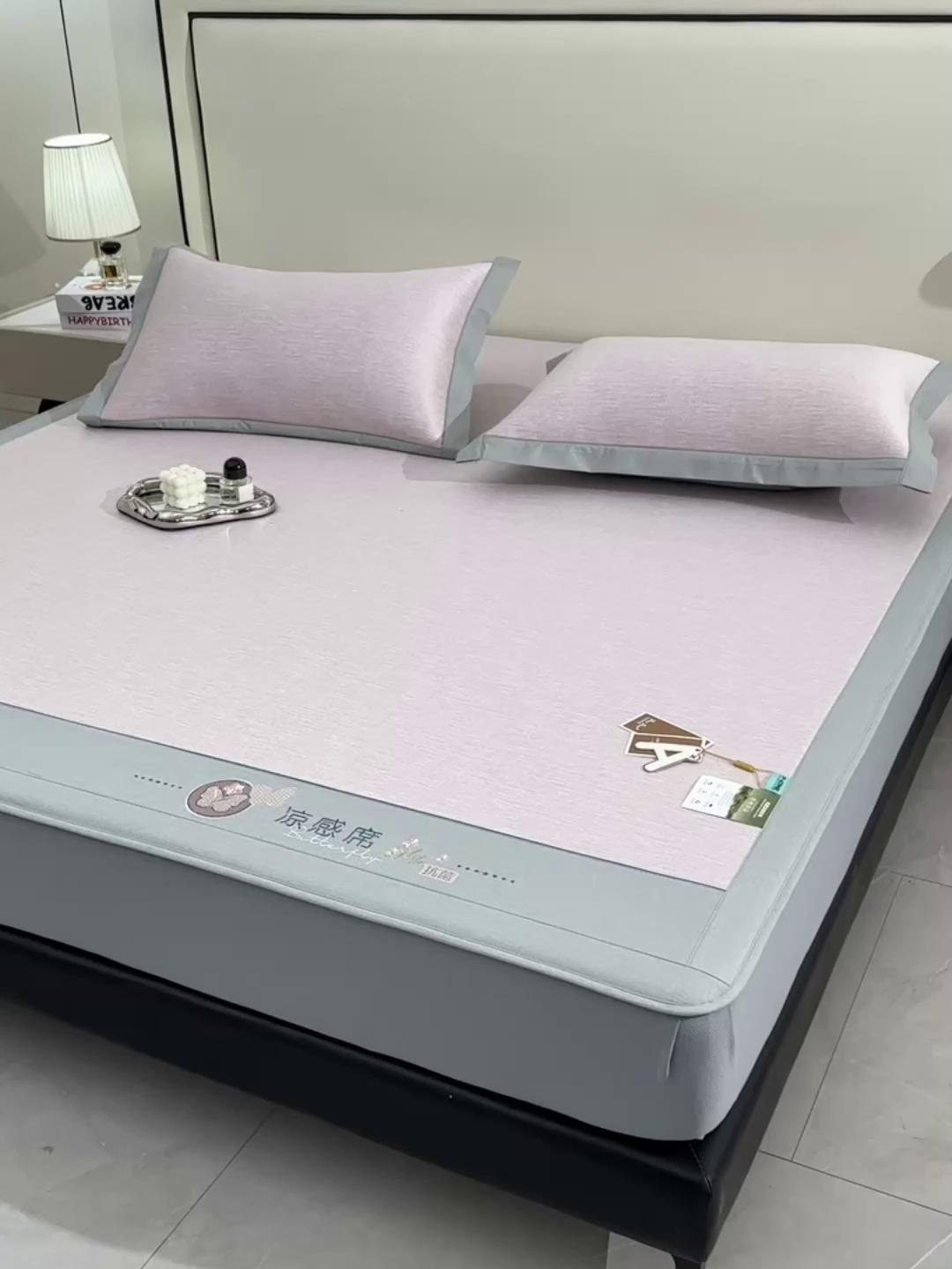 91家纺网 家纺一手货源 找家纺 小牛席业 2026新款小清新凉感冰丝席席子凉席-床笠款 粉色