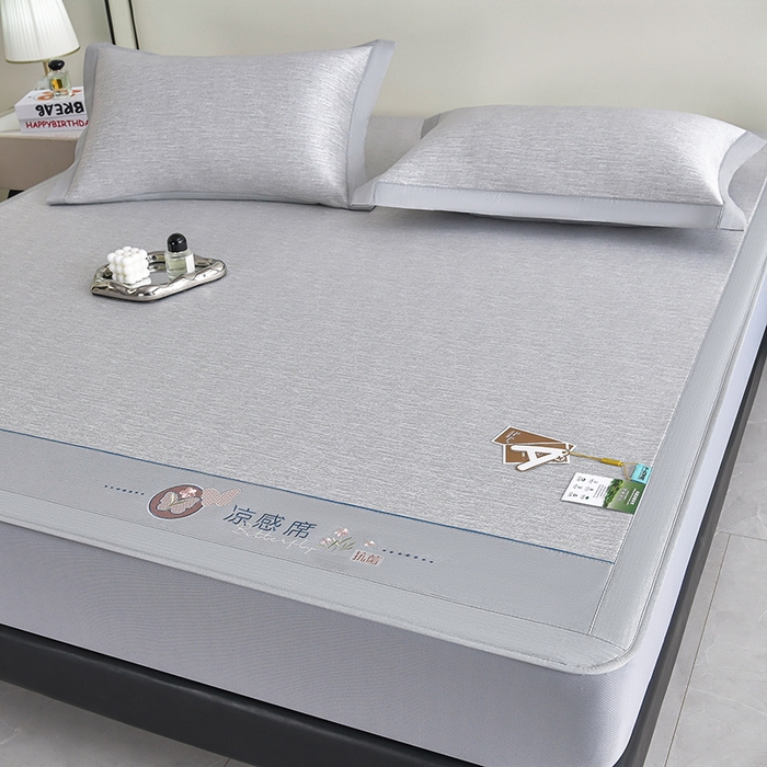 91家纺网 家纺一手货源 找家纺 小牛席业 2026新款小清新凉感冰丝席席子凉席-床笠款 灰色