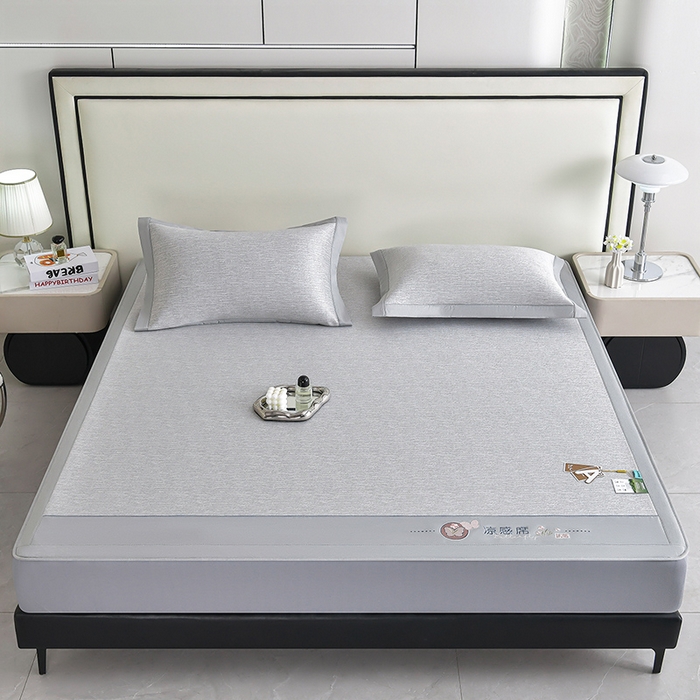 91家纺网 家纺一手货源 找家纺 小牛席业 2026新款小清新凉感冰丝席席子凉席-床笠款 灰色