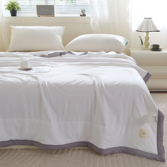 91家纺网 家纺一手货源 找家纺 六合家纺 2026春夏新款纯色水洗棉夏被夏凉被空调被 珍珠白