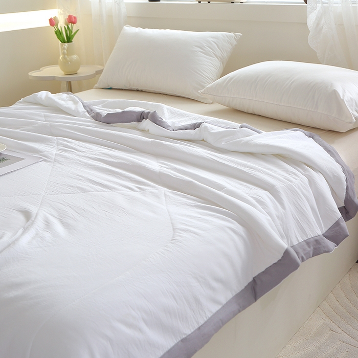 91家纺网 家纺一手货源 找家纺 六合家纺 2026春夏新款纯色水洗棉夏被夏凉被空调被 珍珠白