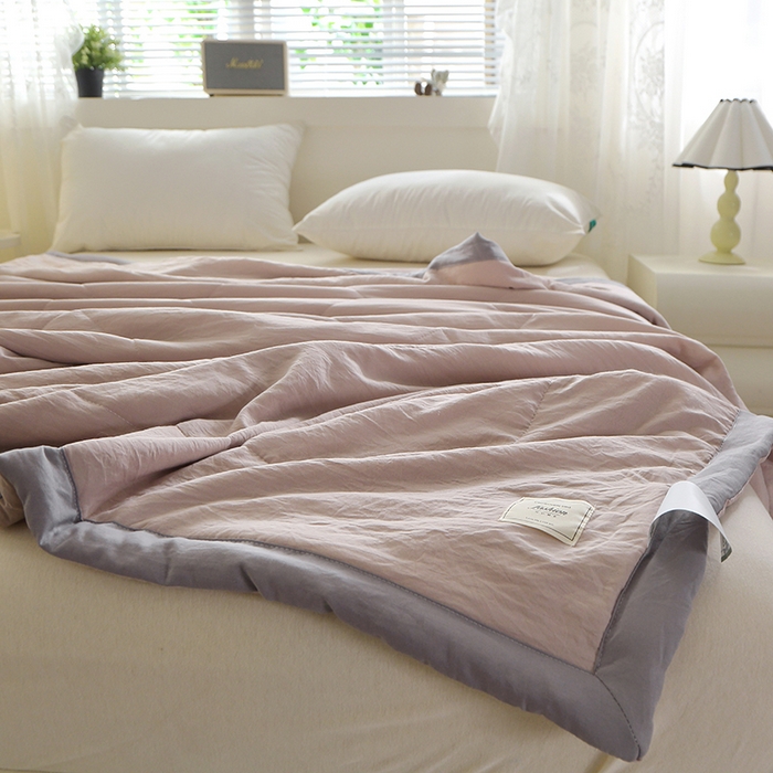 91家纺网 家纺一手货源 找家纺 六合家纺 2026春夏新款纯色水洗棉夏被夏凉被空调被 卡其色