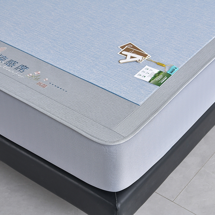 91家纺网 家纺一手货源 找家纺 小牛席业 2026新款小清新凉感冰丝席席子凉席-床笠款 蓝色