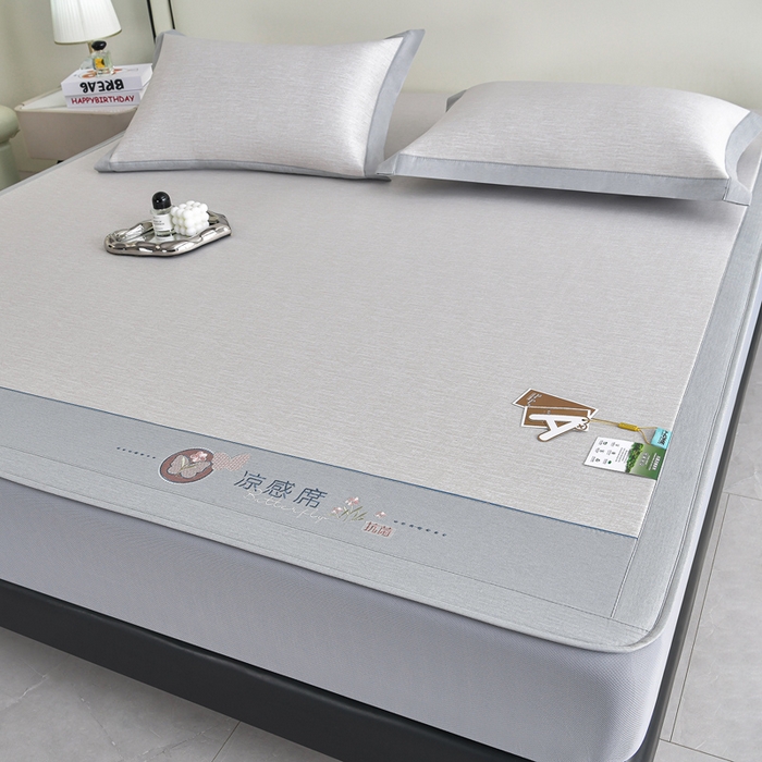 91家纺网 家纺一手货源 找家纺 小牛席业 2026新款小清新凉感冰丝席席子凉席-床笠款 香槟