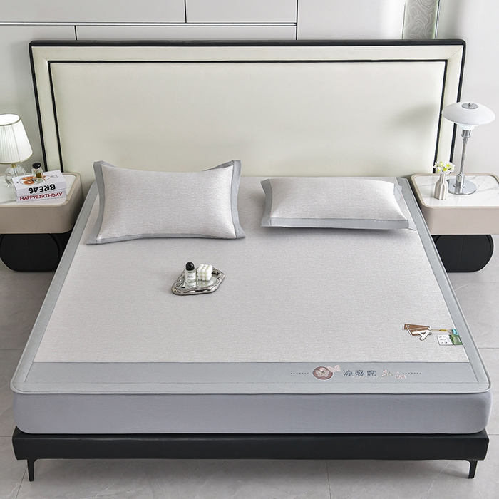 91家纺网 家纺一手货源 找家纺 小牛席业 2026新款小清新凉感冰丝席席子凉席-床笠款 香槟