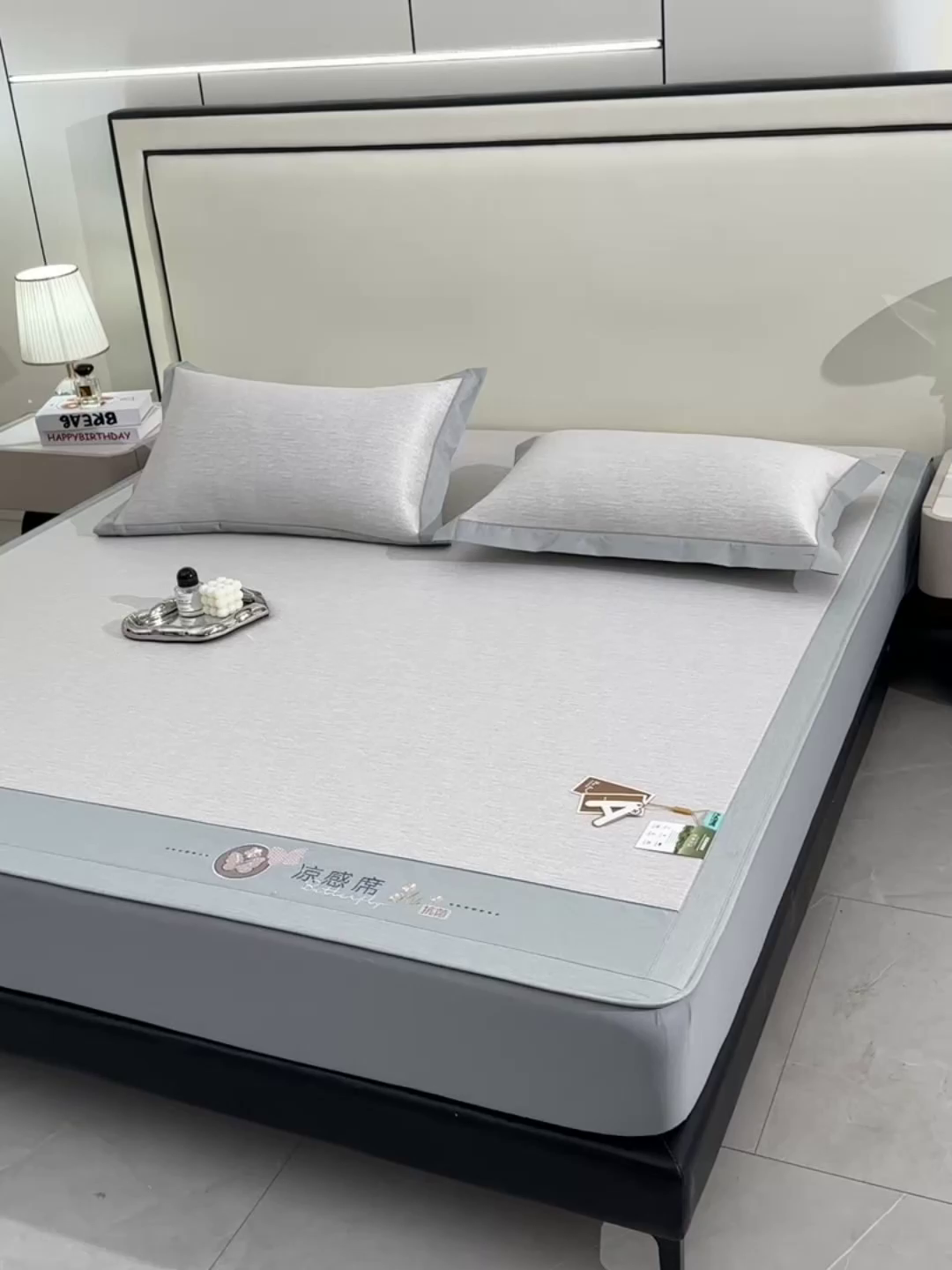 91家纺网 家纺一手货源 找家纺 小牛席业 2026新款小清新凉感冰丝席席子凉席-床笠款 香槟