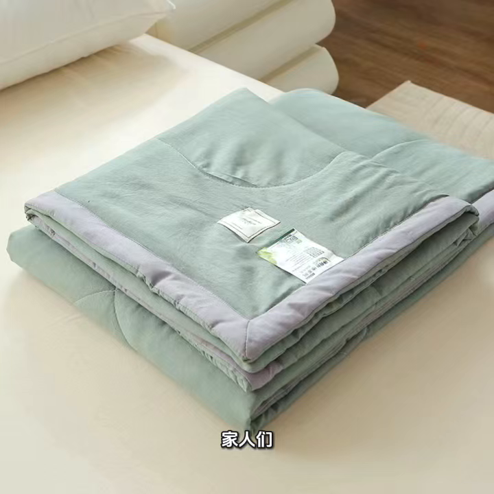 91家纺网 家纺一手货源 找家纺 六合家纺 2026春夏新款纯色水洗棉夏被夏凉被空调被 橄榄绿
