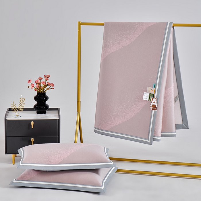 91家纺网 家纺一手货源 找家纺 小牛席业 2026新款星空凉感冰丝席席子凉席 粉色