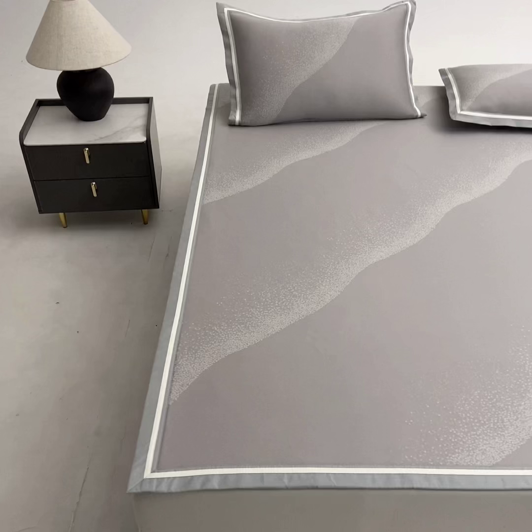 91家纺网 家纺一手货源 找家纺 小牛席业 2026新款星空凉感冰丝席席子凉席 灰色