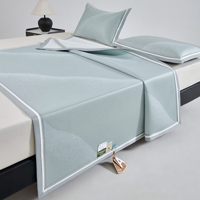 91家纺网 家纺一手货源 找家纺 小牛席业 2026新款星空凉感冰丝席席子凉席 绿色