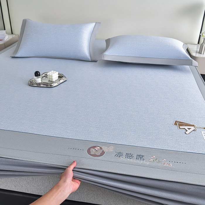 91家纺网 家纺一手货源 找家纺 小牛席业 2026新款星空凉感冰丝席席子凉席-床笠款 蓝色