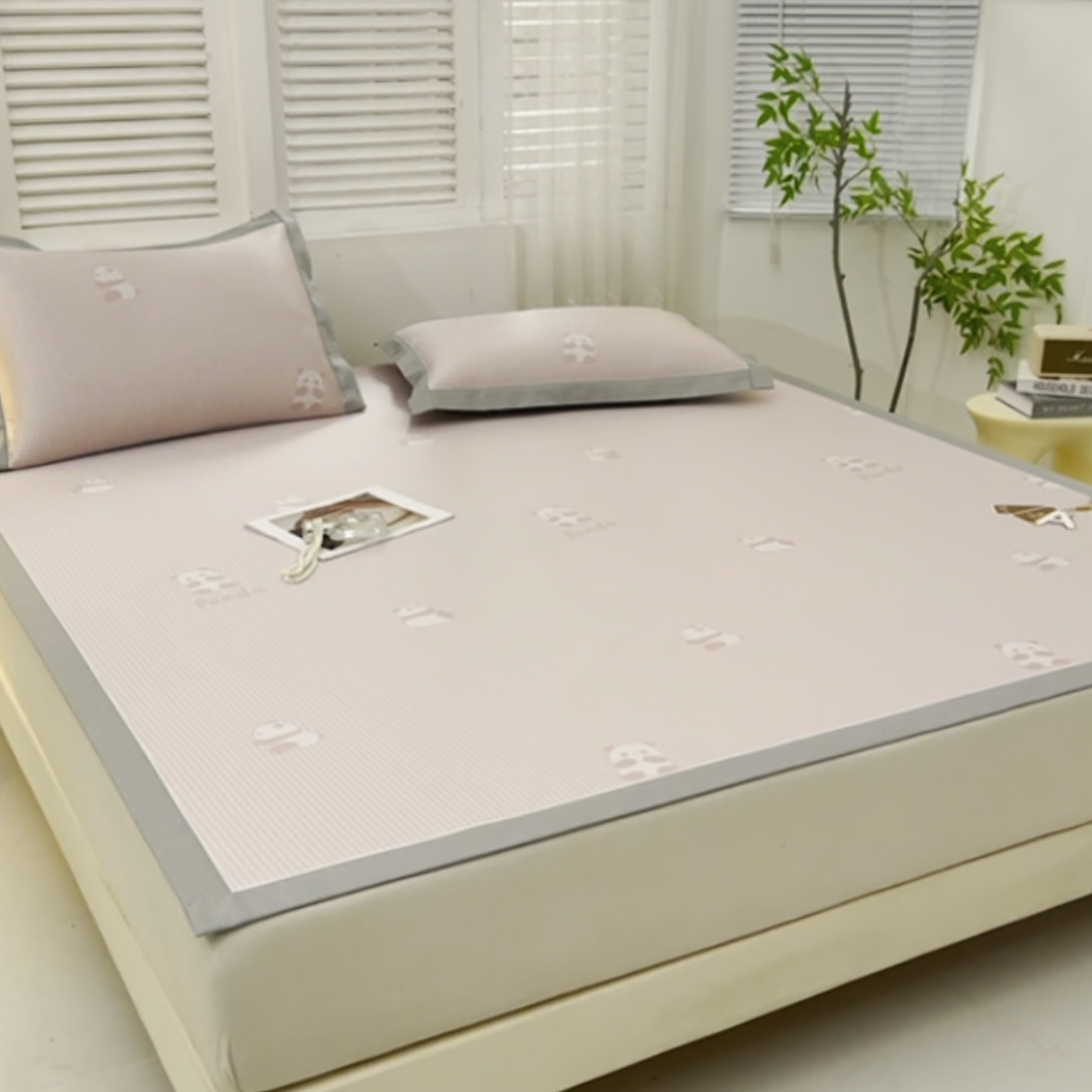 91家纺网 家纺一手货源 找家纺 （总）小牛席业 2026新款熊猫格纹提花冰丝席席子凉席凉席藤席冰藤席冰丝席凉感空调席