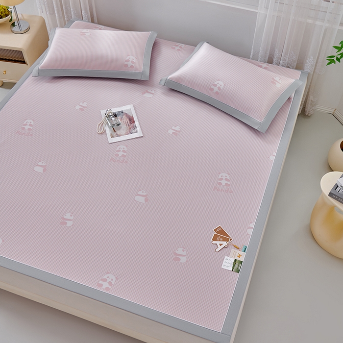 91家纺网 家纺一手货源 找家纺 （总）小牛席业 2026新款熊猫格纹提花冰丝席席子凉席凉席藤席冰藤席冰丝席凉感空调席