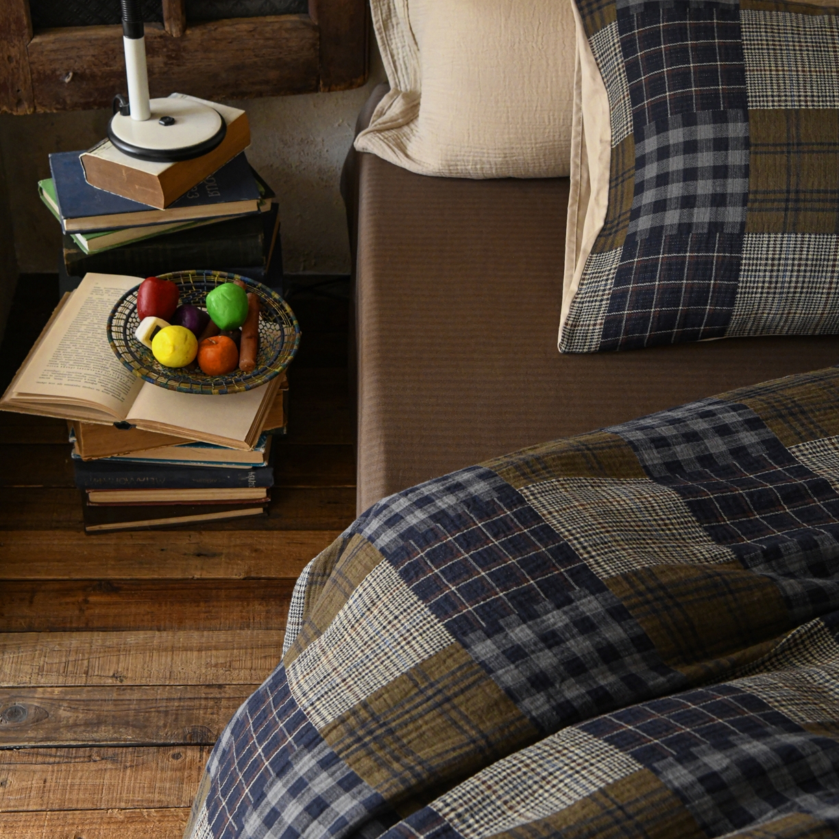 91家纺网 家纺一手货源 找家纺 山舍家居 2026新款全棉纯棉色织纱布老钱风四件套-威尔士格 威尔士格-蓝