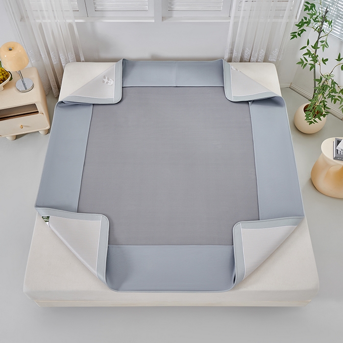 91家纺网 家纺一手货源 找家纺 小牛席业 2026新款熊猫格纹提花冰丝席席子凉席-床笠款 香槟