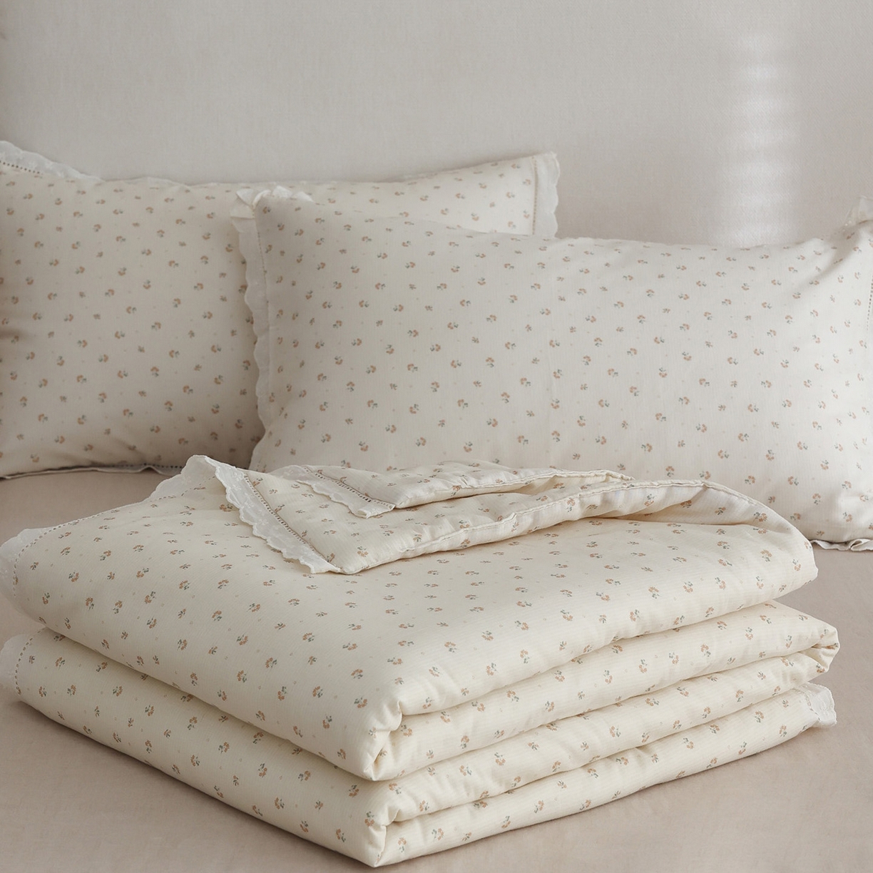 91家纺网 家纺一手货源 找家纺 （总）万盛家纺 2026新款全棉双层纱花边印花夏被空调被夏凉被