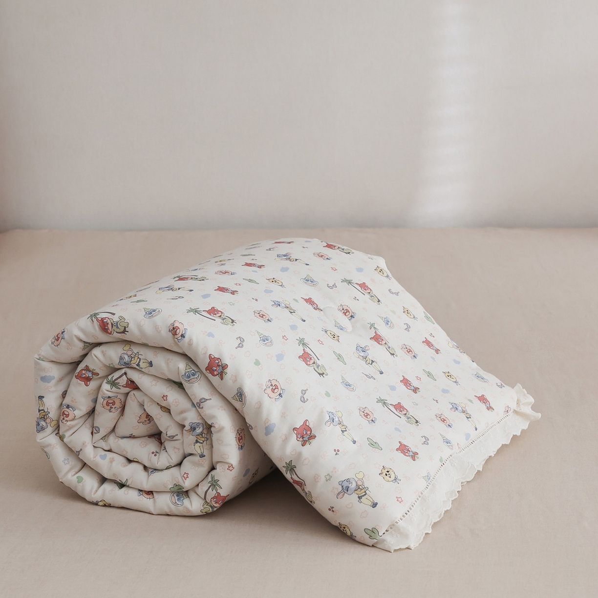 91家纺网 家纺一手货源 找家纺 （总）万盛家纺 2026新款全棉双层纱花边印花夏被空调被夏凉被