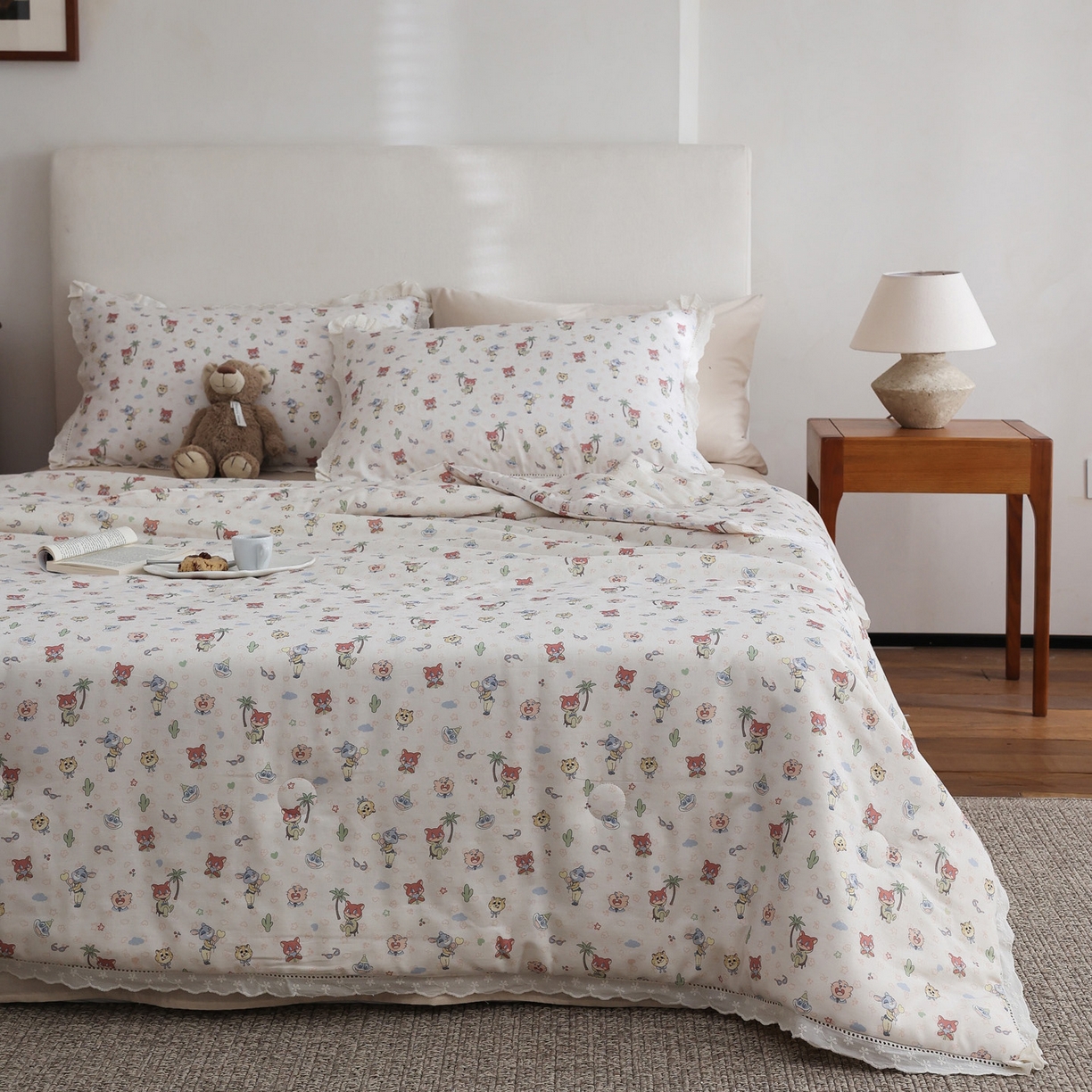 91家纺网 家纺一手货源 找家纺 （总）万盛家纺 2026新款全棉双层纱花边印花夏被空调被夏凉被