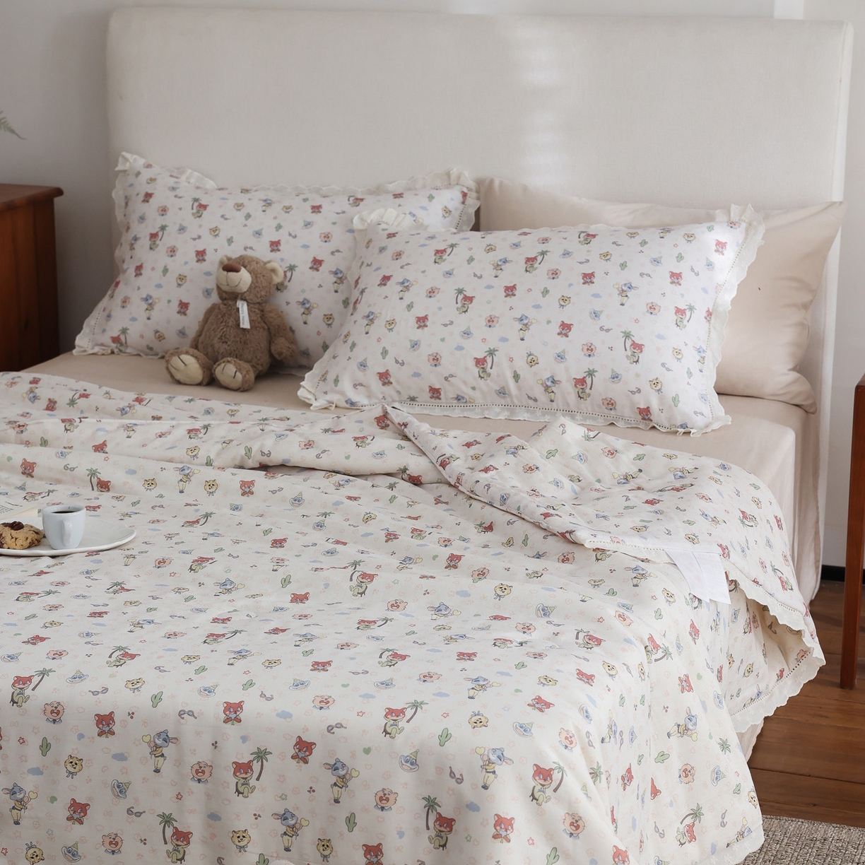 91家纺网 家纺一手货源 找家纺 （总）万盛家纺 2026新款全棉双层纱花边印花夏被空调被夏凉被