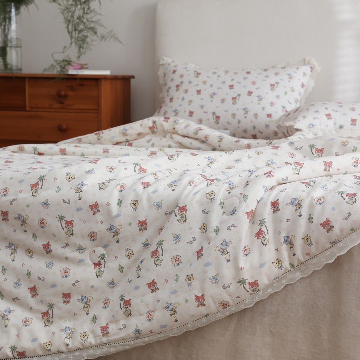 91家纺网 家纺一手货源 找家纺 （总）万盛家纺 2026新款全棉双层纱花边印花夏被空调被夏凉被