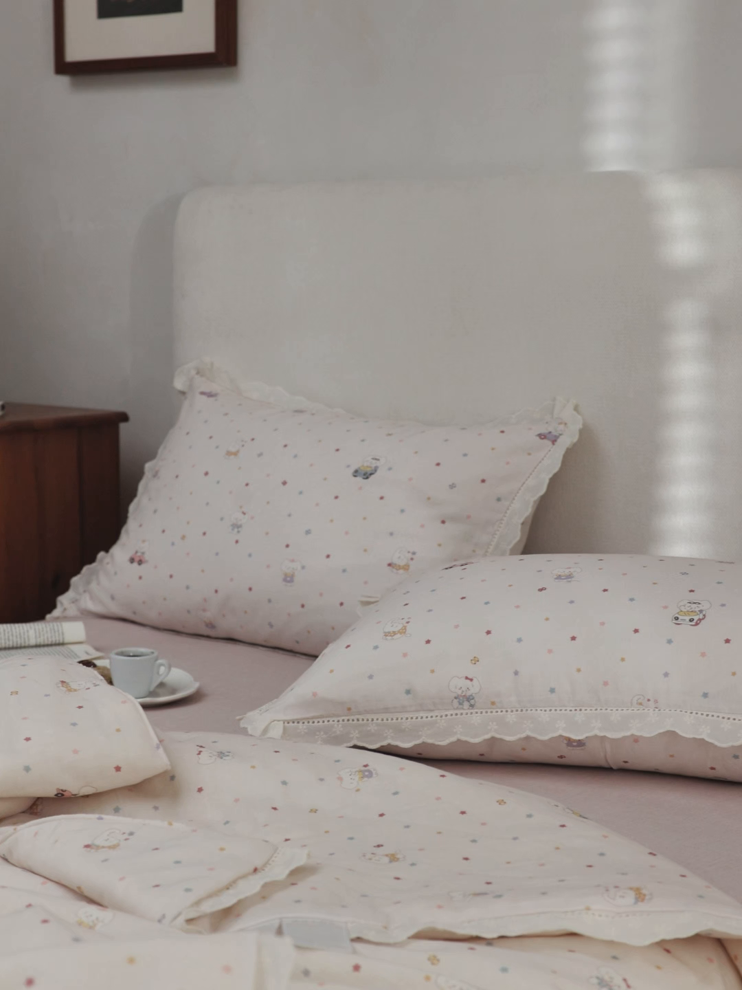 91家纺网 家纺一手货源 找家纺 万盛家纺 2026新款全棉双层纱花边印花夏被空调被夏凉被 俏皮小象