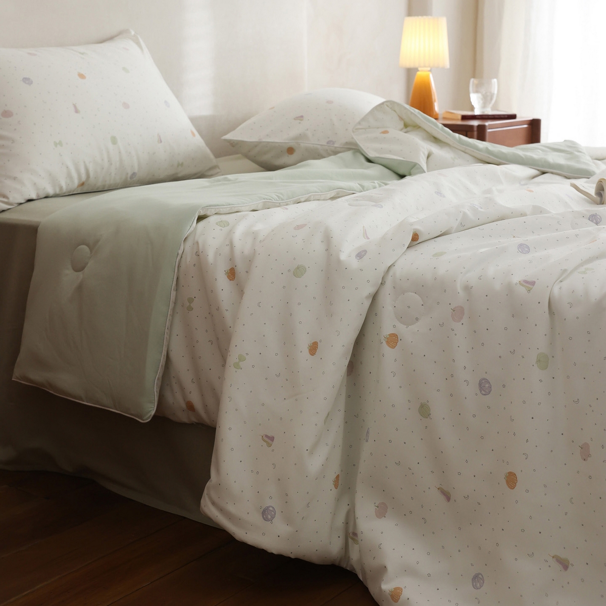 91家纺网 家纺一手货源 找家纺 万盛家纺 2026新款速干印花夏被空调被夏凉被 甜蜜南瓜