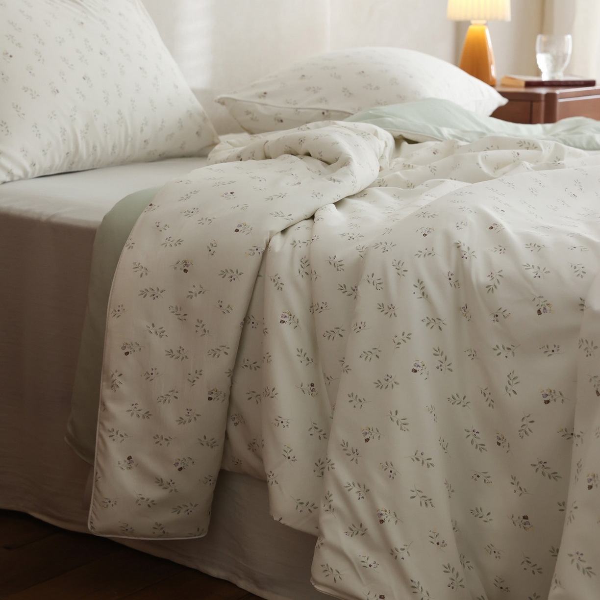 91家纺网 家纺一手货源 找家纺 万盛家纺 2026新款速干印花夏被空调被夏凉被 抹绿